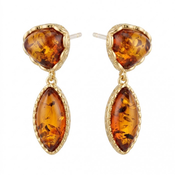Golden Honey Drops authentic Baltic Amber 14K Gold over .925 Sterling Silver earrings