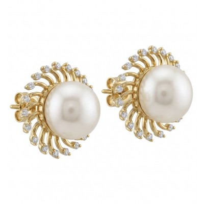 Genuine Pearl 18k Gold over .925 Sterling Silver handcrafted Statement Earrings