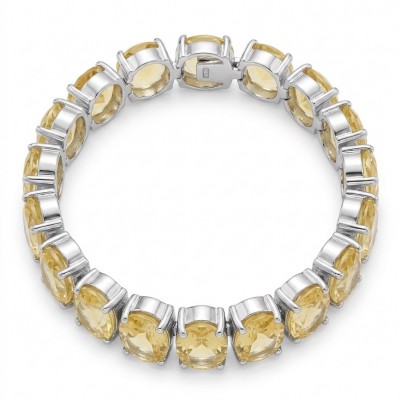Enchanted Beauty oval cut 68.5 carat authentic Brazilian Citrine rhodium over .925 Sterling Silver handcrafted Bracelet
