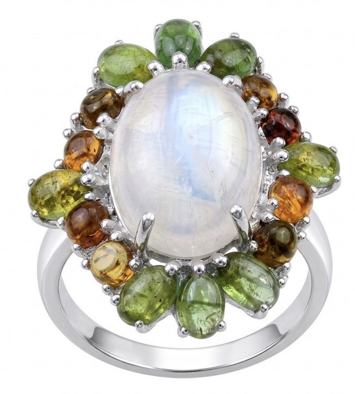 Angelina - Top quality 22.2 carat Brazilian Rose Quartz .925 Sterling Silver dipped in rhodium Handcrafted Ring size 6