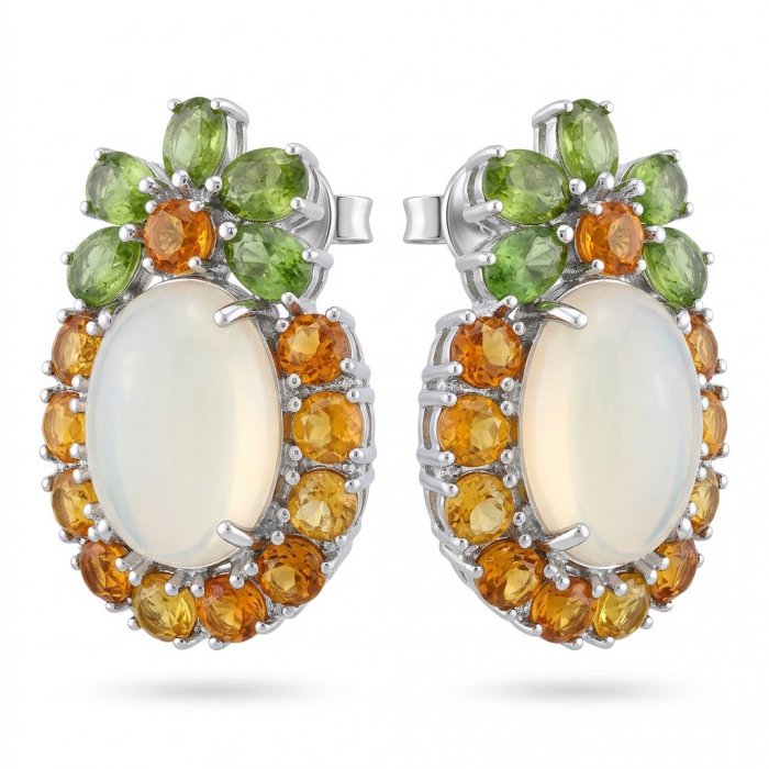 Angelina - Top quality 45.8 carat Brazilian Rose Quartz .925 Sterling Silver dipped in rhodium Handcrafted Statement earrings - video