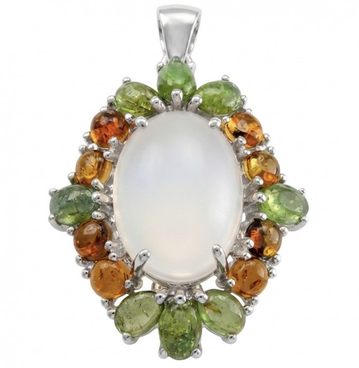 Angelina - Top quality 18.9 carat Brazilian Rose Quartz .925 Sterling Silver dipped in rhodium Handcrafted pendant