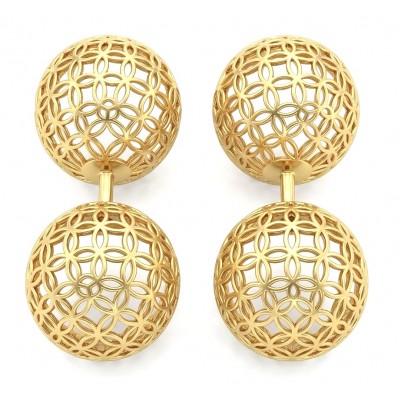 Black Label Collection - golden spheres - Dubai Style - Natural 22K Gold over .925 Sterling Silver handmade earrings