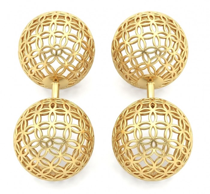 Black Label Collection - golden spheres - Dubai Style - Natural 22K Gold over .925 Sterling Silver handmade earrings