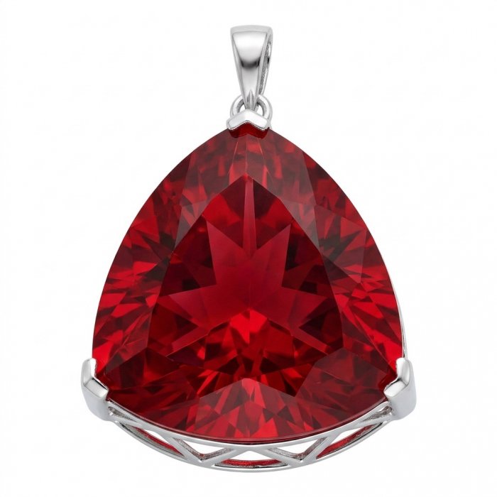 Very Rare! Trillion Cut Perfect 44.5 carat Volcanic Helenite .925 Sterling Silver handcrafted Pendant - video
