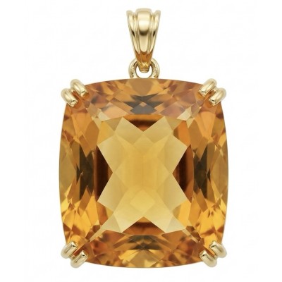 Luxury genuine Fancy Rose cut 35.5 CARAT Champagne Topaz 22K Gold over .925 Sterling Silver handmade Pendant