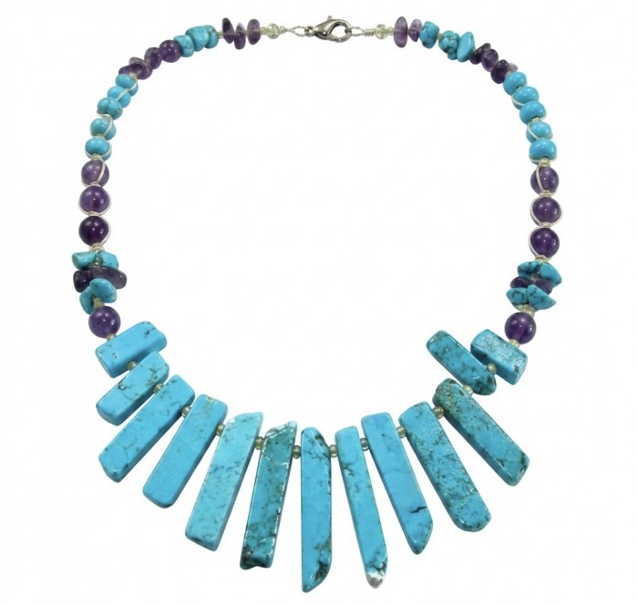 Dreamland - natural Turquoise Amethyst .925 Sterling Silver handmade necklace