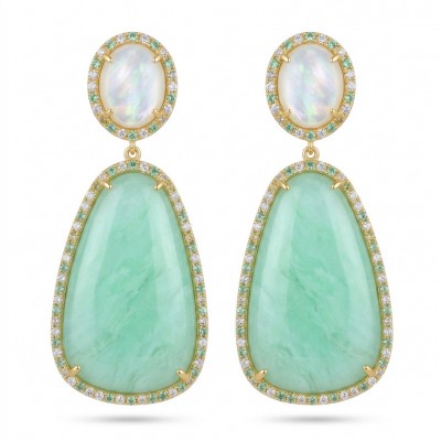 Divine Beauty 38.5 carat Aquamarine 22K Gold over .925 Sterling Silver Handcrafted Earrings