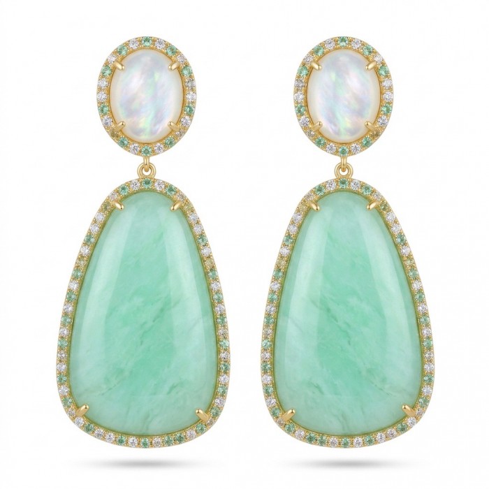 Divine Beauty 38.5 carat Aquamarine 22K Gold over .925 Sterling Silver Handcrafted Earrings