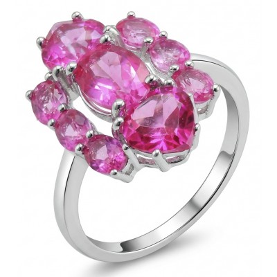 Isabella 10.2 carat Hot Pink Topaz .925 Sterling Silver Perfectly handcrafted Statement Ring size 7