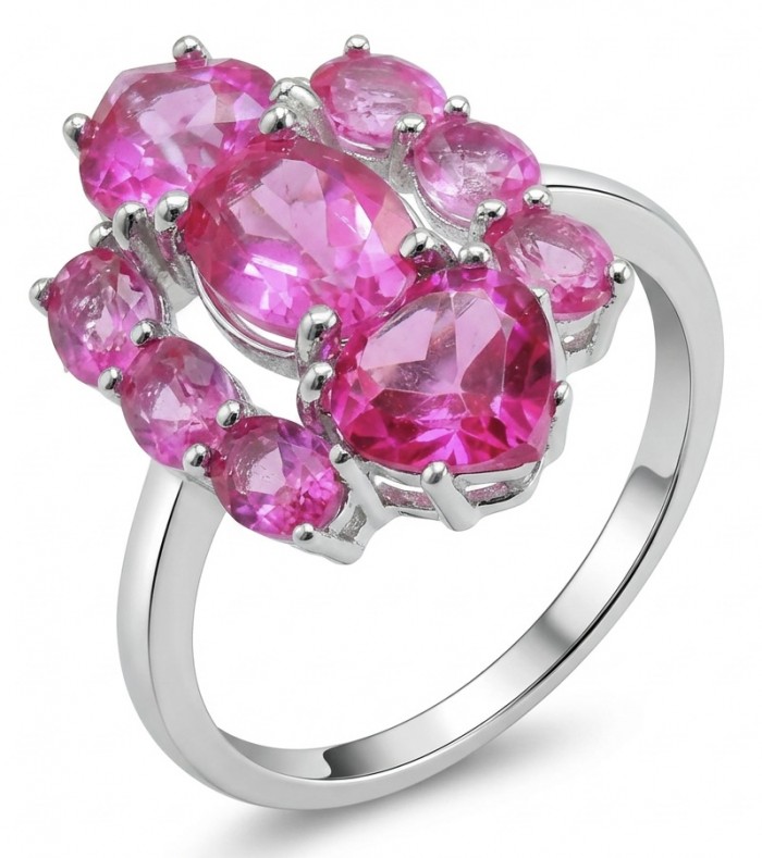 Isabella 10.2 carat Hot Pink Topaz .925 Sterling Silver Perfectly handcrafted Statement Ring size 7
