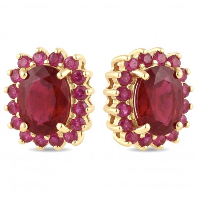 Natural 4.2 carat Mozambique Ruby .925 Sterling Silver dipped in 22K Gold Handcrafted Earrings