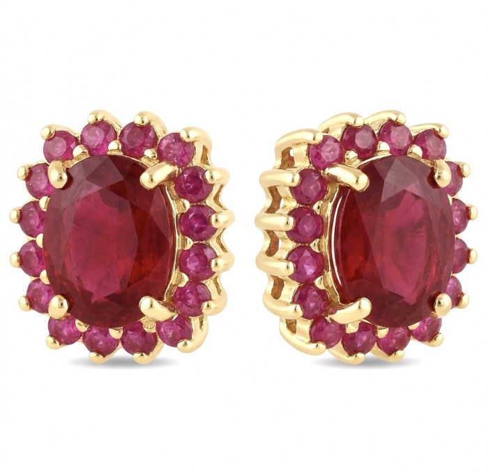 Natural 4.2 carat Mozambique Ruby .925 Sterling Silver dipped in 22K Gold Handcrafted Earrings