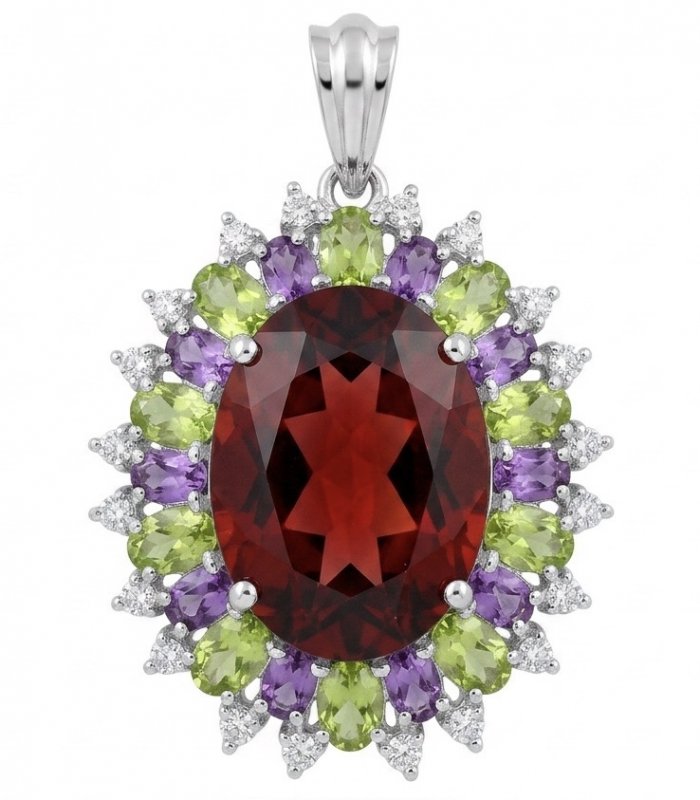 Giovanna 34.2 carat authentic Mozambique Ruby rhodium over .925 Sterling Silver handmade Pendant - video