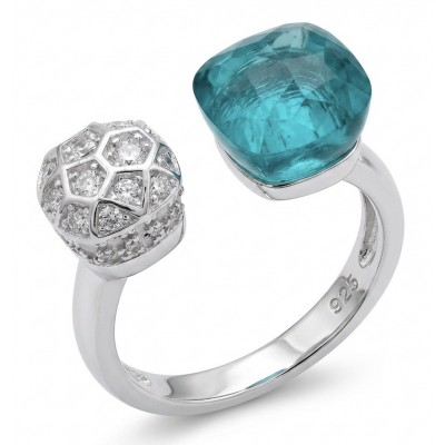 Angelina 4.9 carat authentic Aquamarine .925 Sterling Silver Handcrafted Ring size 6 1/4