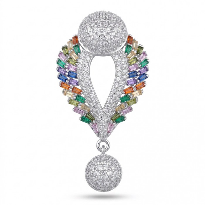 Julietta - Excellent quality 11.9 carat Multigem rhodium over .925 Sterling Silver handcrafted Pendant