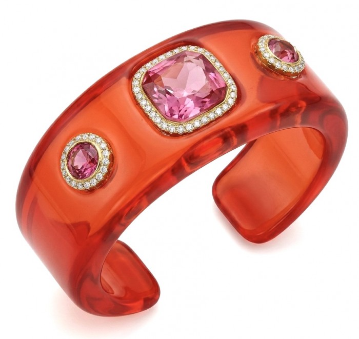 Candy Store - Modern Design Natural Red Raisin Pink Topaz .925 Sterling Silver bracelet