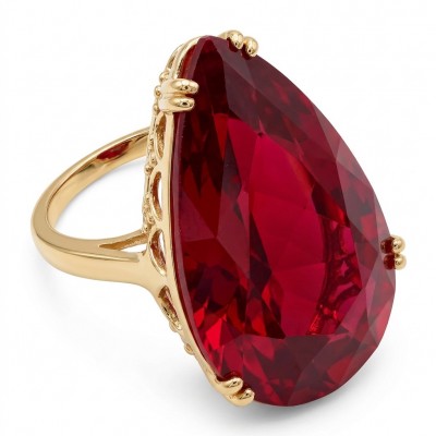 Carmen Natural 25.4 carat Ruby .925 Sterling Silver dipped in 22K Gold handmade Large Statement Ring size 6 1/4