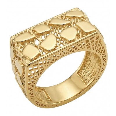 Dubai Style - .925 Sterling Silver dipped in 22K Gold handmade Large ring size 8