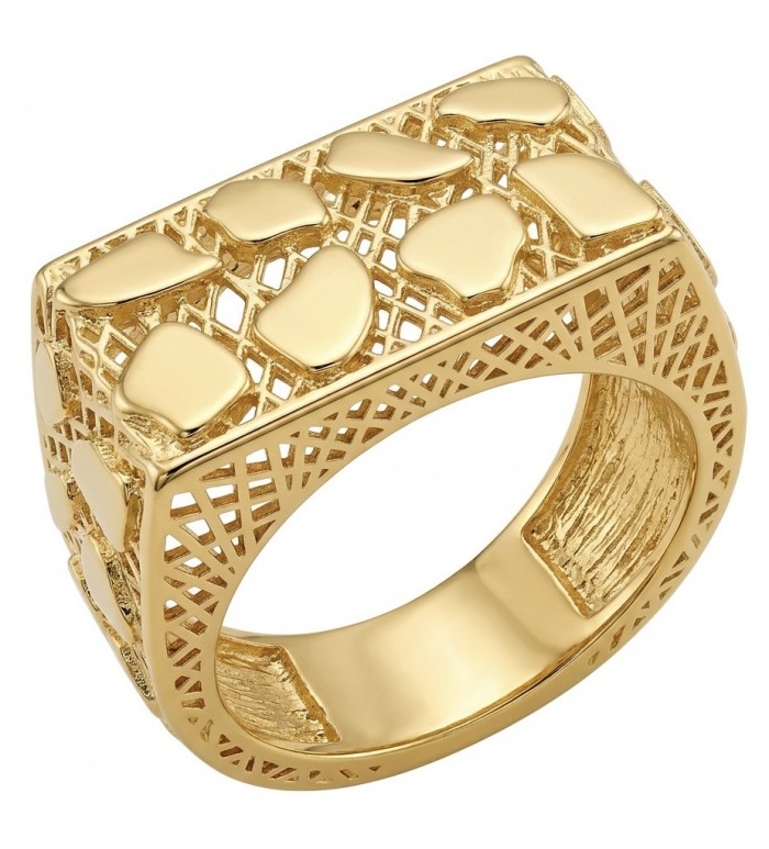Dubai Style - .925 Sterling Silver dipped in 22K Gold handmade Large ring size 8