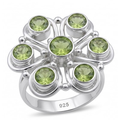 Garden 3.9 carat authentic Himalayan Peridot Silver Handcrafted Statement Ring size 7