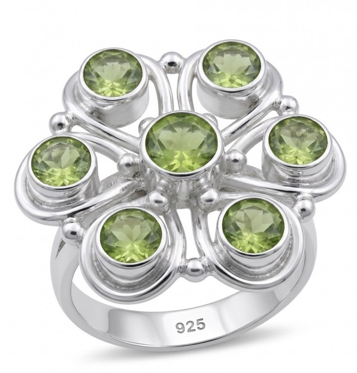 Garden 3.9 carat authentic Himalayan Peridot Silver Handcrafted Statement Ring size 7