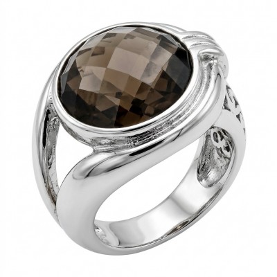11.8 grams carat Genuine Smoky Topaz Silver Handcrafted Ring size 8