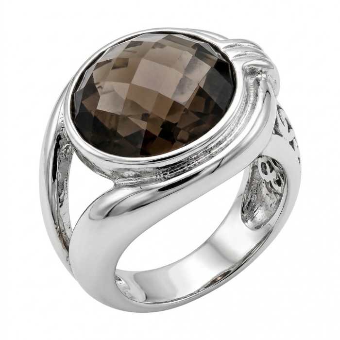 11.8 grams carat Genuine Smoky Topaz Silver Handcrafted Ring size 8