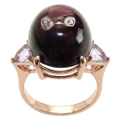 Cherry-Pick Natural 28.4 carat Mozambique Star Ruby .925 Sterling Silver dipped in 22K Gold handmade Large Statement Ring size 7 1/2