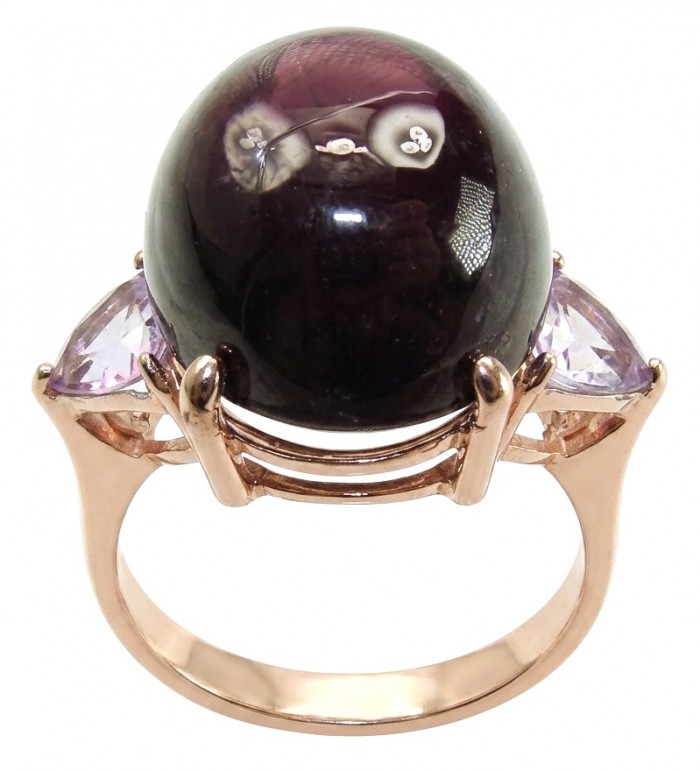 Cherry-Pick Natural 28.4 carat Mozambique Star Ruby .925 Sterling Silver dipped in 22K Gold handmade Large Statement Ring size 7 1/2