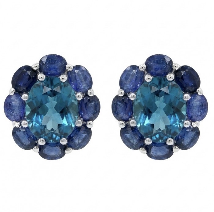 Forget-me-not 9.5 carat London Blue Topaz rhodium over .925 Sterling Silver handmade earrings