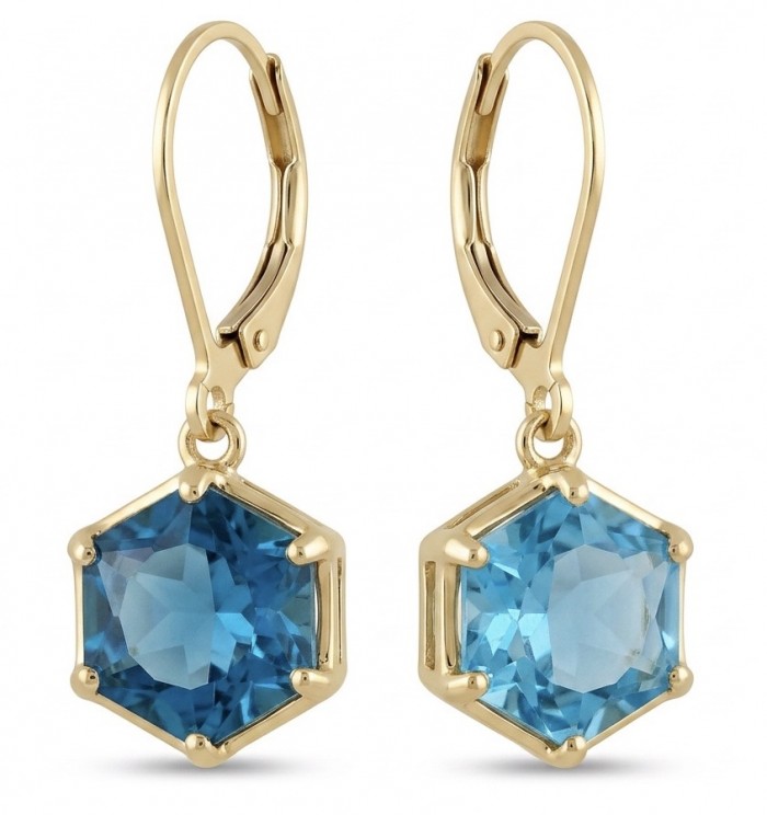 Blue Magic 8.5 carat London Blue Topaz 22K Gold over .925 Sterling Silver handmade Statement earrings
