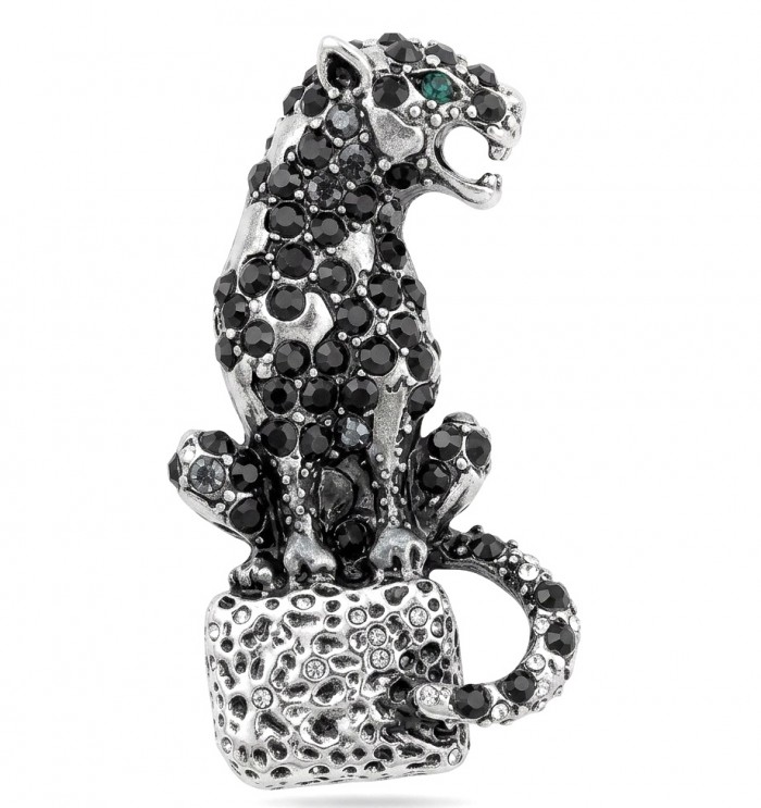 Gephard Natural 7.8 carat SAPPHIRE rhodium over .925 Sterling Silver handmade Brooch