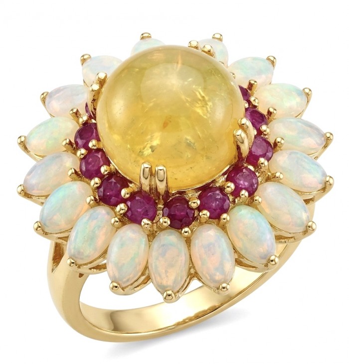 Real Art! - Luxurious 11.9 carat Yellow Sapphire 18K Gold over .925 Sterling Silver handcrafted Ring s. 8