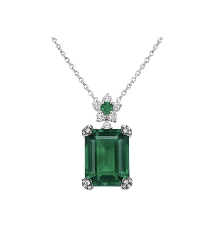 Tiffany - Authentic 24.5 CARAT Chrome Diopside .925 Sterling Silver handcrafted necklace
