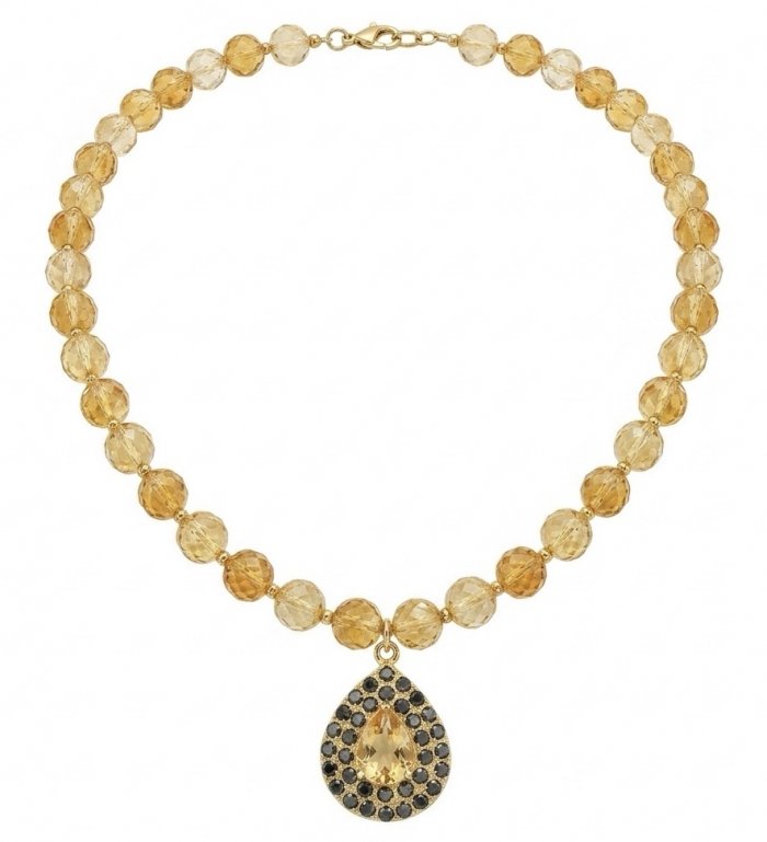 Serenity - 40.2 carat BRAZILIAN Citrine SAPPHIRE 18K Gold over .925 Sterling Silver handmade necklace - video