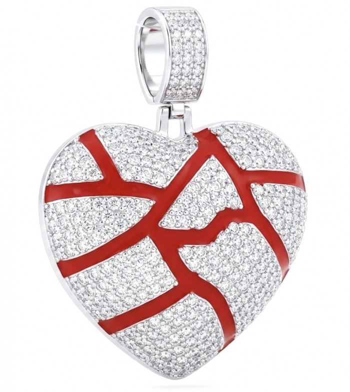 Lava Heart Luxurious 8.4 carat White Topaz .925 Sterling Silver handcrafted pendant