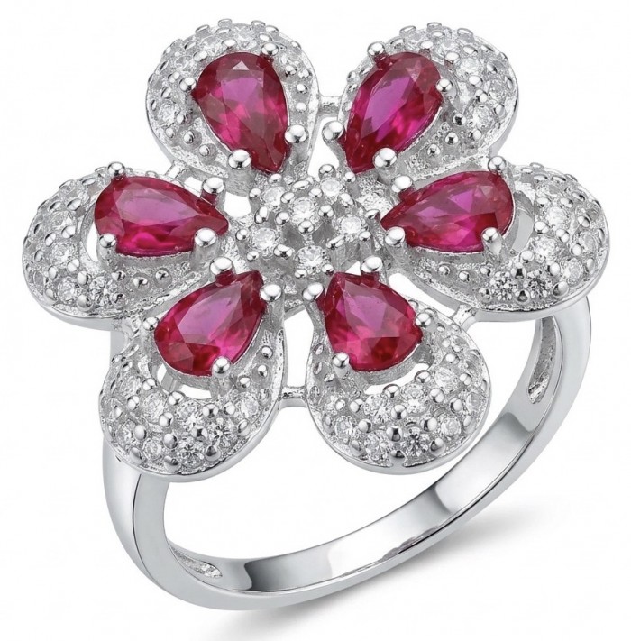 Izabella Luxurious natural 6.8 carat Ruby rhodium over .925 Sterling Silver handmade incredible ring s. 7 1/2