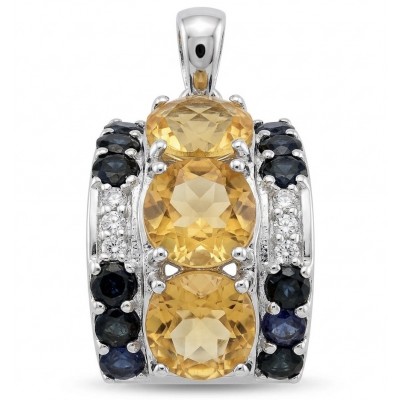 Victoria Authentic 12.4 carat Brazilian Citrine .925 Sterling Silver dipped in rhodium brilliantly handcrafted Statement Pendant