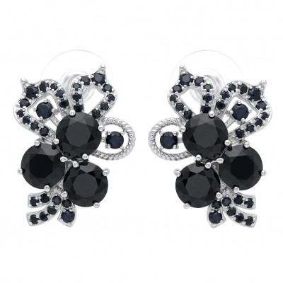 Vintage Style 14.7 carat Sapphire Rhodium over .925 Sterling Silver handcrafted earrings