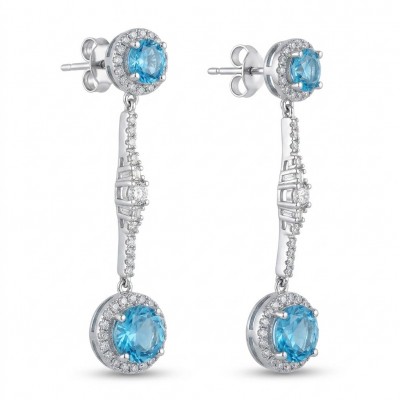 Atlantica - 4.7 carat Emerald .925 Sterling Silver dipped in Rhodium Handcrafted Statement earrings