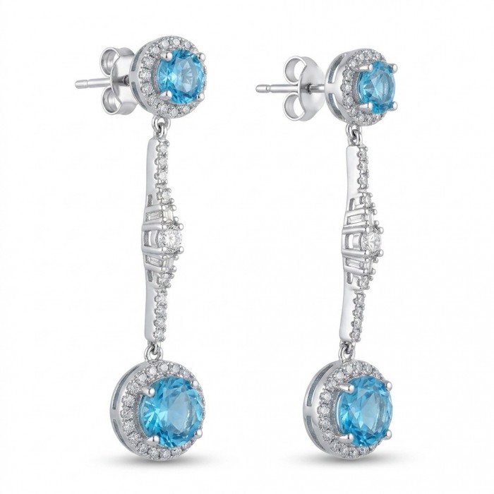 Atlantica - 4.7 carat Emerald .925 Sterling Silver dipped in Rhodium Handcrafted Statement earrings