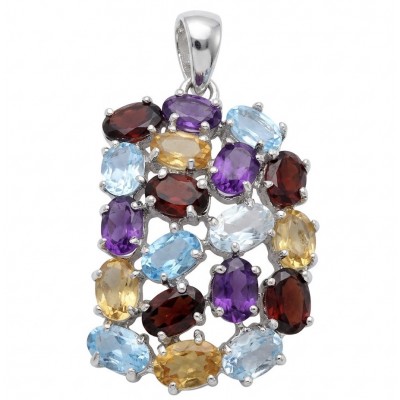 Beauty of Nature natural 22.5 CARAT Multigem .925 Sterling Silver handcrafted pendant