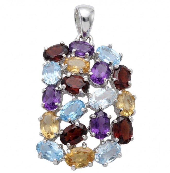 Beauty of Nature natural 22.5 CARAT Multigem .925 Sterling Silver handcrafted pendant