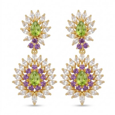 Paloma Authentic 27.2 carat Peridot from Arizona 18k GOLD OVER .925 Sterling Silver handmade Statement earrings