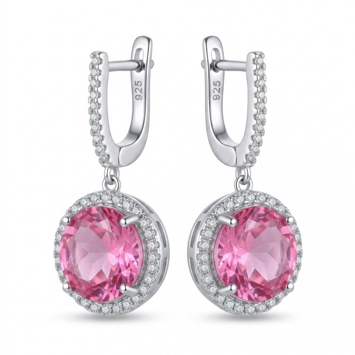 Tiffany - authentic 12.7 carat Pink Sapphire .925 Sterling Silver handcrafted Earrings