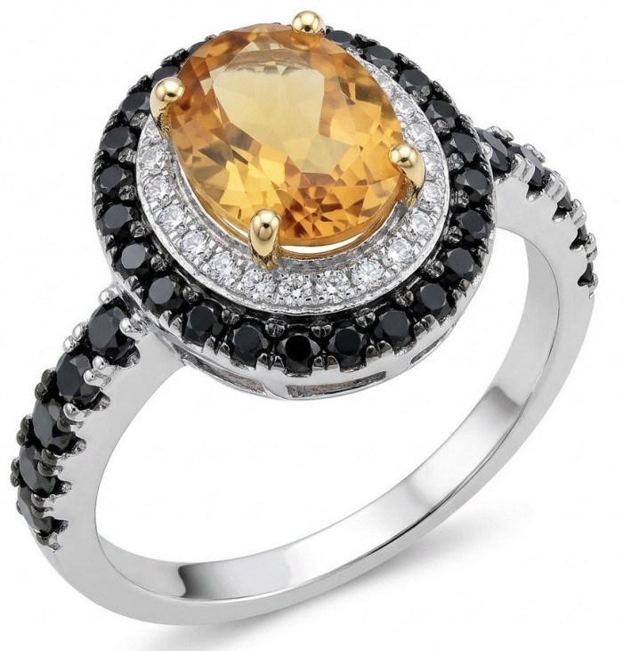 Emily 4.2 carat Brazilian Citrine Sapphire .925 Sterling Silver dipped in rhodium handcrafted ring; s. 7 1/2