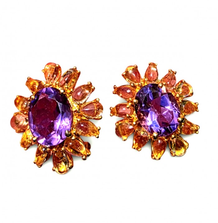 Cascades OF LIGHT Genuine 15.2 carat Fire Moonstone 18k Gold over .925 Silver handcrafted earrings