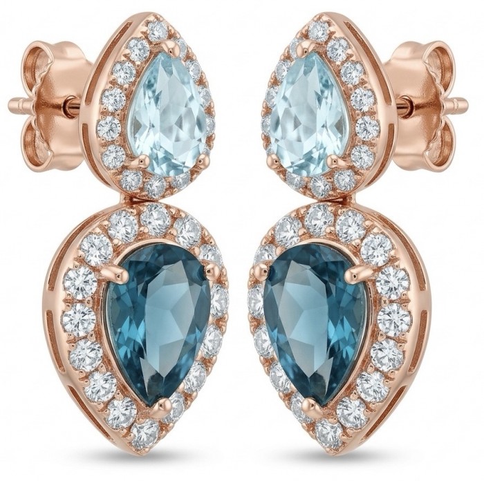 Ocean's Tears 4.5 carat London Blue Topaz 18K Gold over .925 Sterling Silver handcrafted earrings