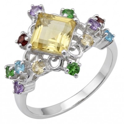 Victoria 5.2 carat Brazilian Citrine .925 Sterling Silver dipped in 14K Gold handcrafted ring; s. 8 3/4
